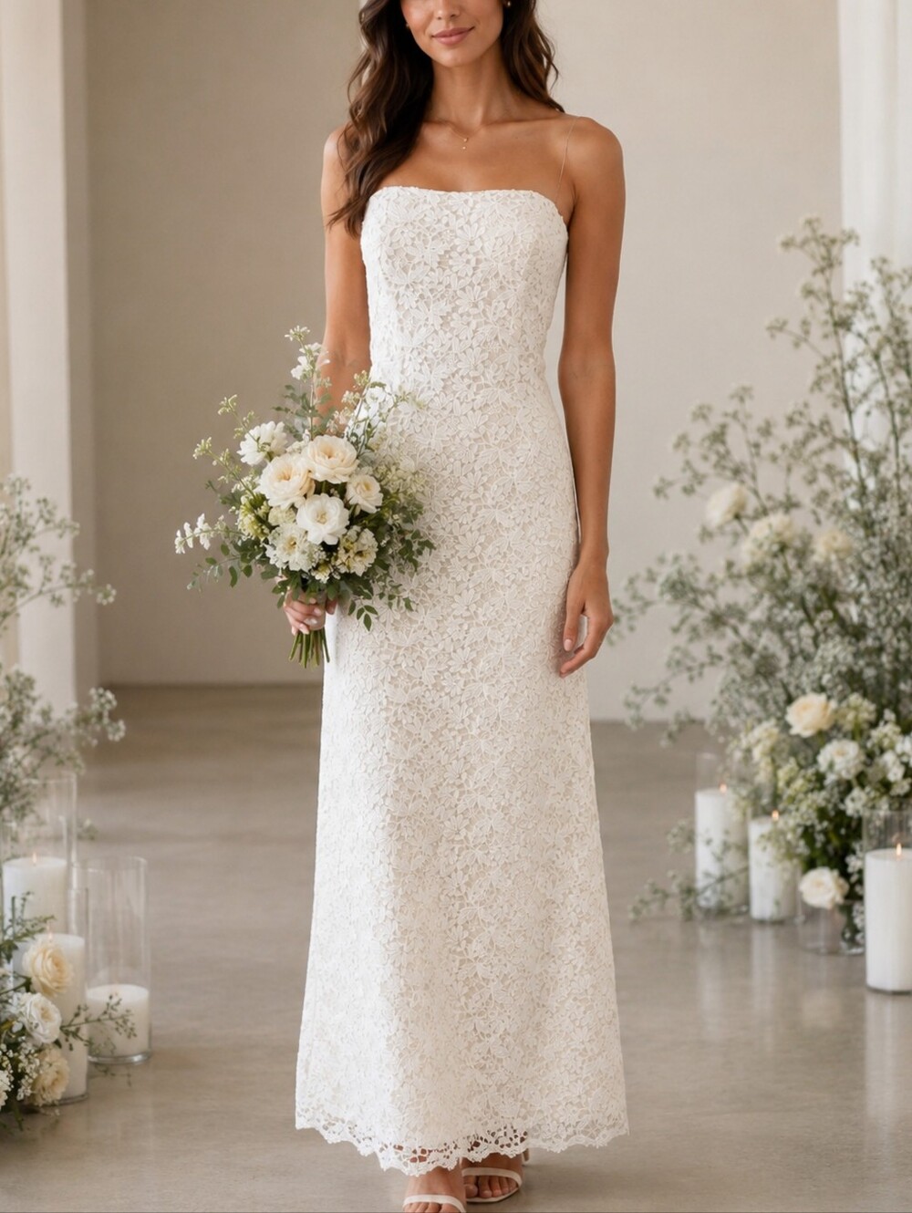 Galina Style WG3885 Ivory Guipure Lace Sheath Wedding dress sz 12